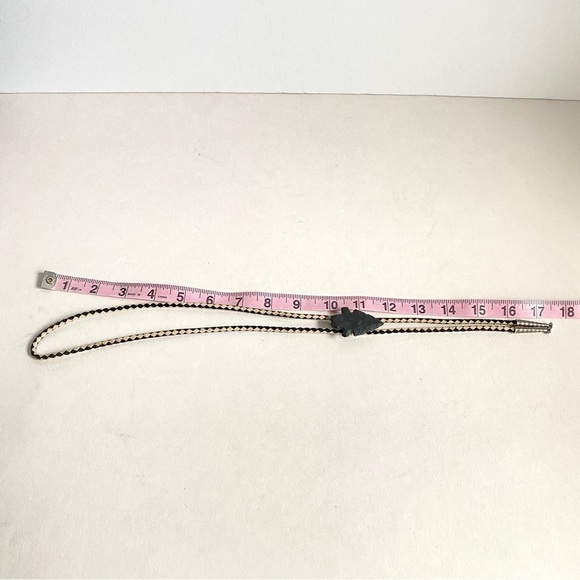 Vintage Arrowhead Bolo Tie Western Black Stone Arrow Head Cord Rockabilly Mens - Picture 8 of 9